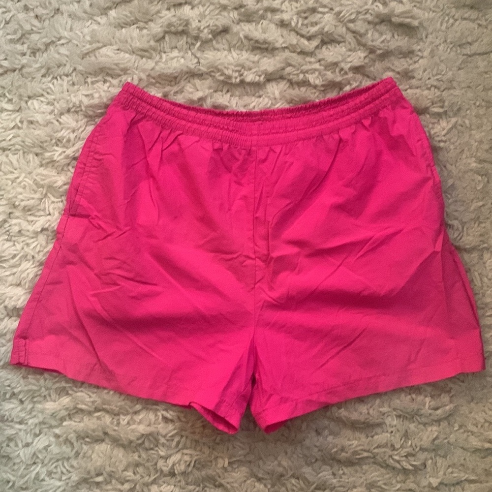 VINTAGE 80s 90s Neon Pink Swim Trunks